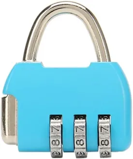 3 Digit Combinations Padlock Safe Cipher Lock Small Combination Lock Resettable Number Lock Small Colorful Code Locks for Suitcases Luggage Briefcases Computer Bags Drawers Cabinets - Blue