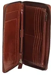 Ashwood Tan Leather Zip Travel Wallet