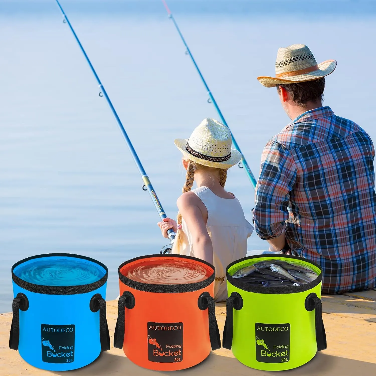 AUTODECO Collapsible Bucket 5 Gallon Container Folding Water Bucket Portable Wash Basin