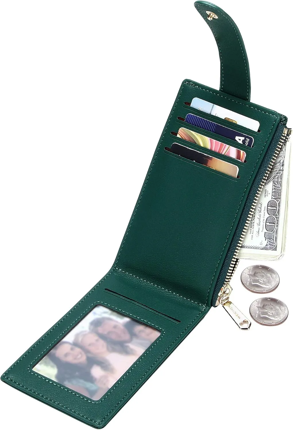 Badiya RFID Card Holder Wallet for Women Slim Wallets Bifold Multi Card Case Zipper Coin Purse
