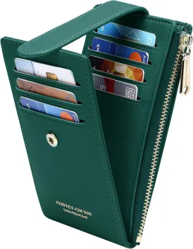 Badiya RFID Card Holder Wallet for Women Slim Wallets Bifold Multi Card Case Zipper Coin Purse