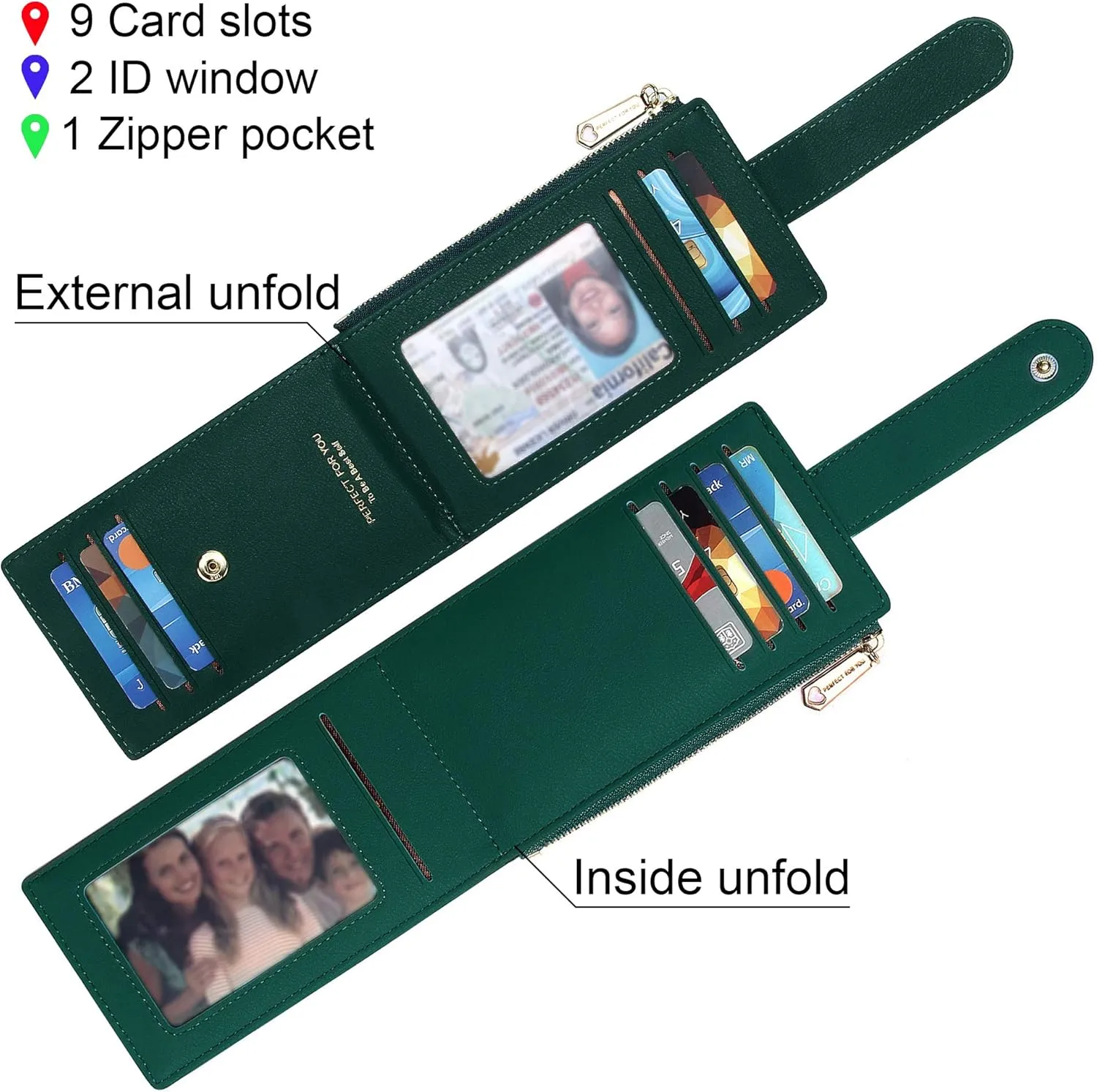 Badiya RFID Card Holder Wallet for Women Slim Wallets Bifold Multi Card Case Zipper Coin Purse