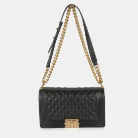 Black Quilted Lambskin Medium Boy Bag