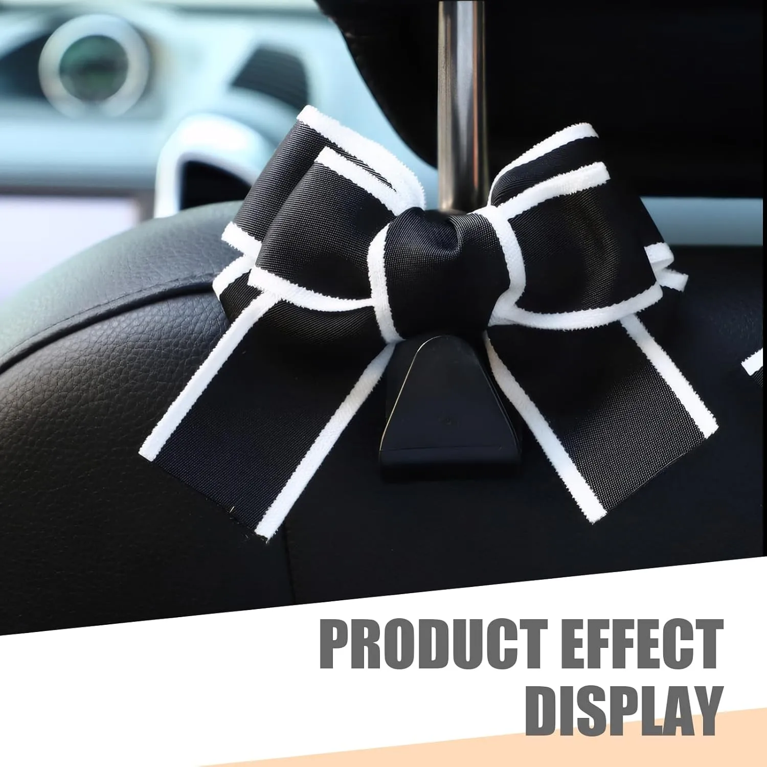 Car Bow Back Seat Headrest Hooks, Cute Creative Hidden Decoration Hanging Organizer, Multi-function Backpack Grocery Bag Hanging Organizer, Car Portable Storage Accessories (Black)