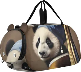 Carry on Duffel Bag for Boys Overnight Weekender Duffel Girls Tote Duffle Bags Travel Kids Duffle Bag Classic Panda Pearl Earring