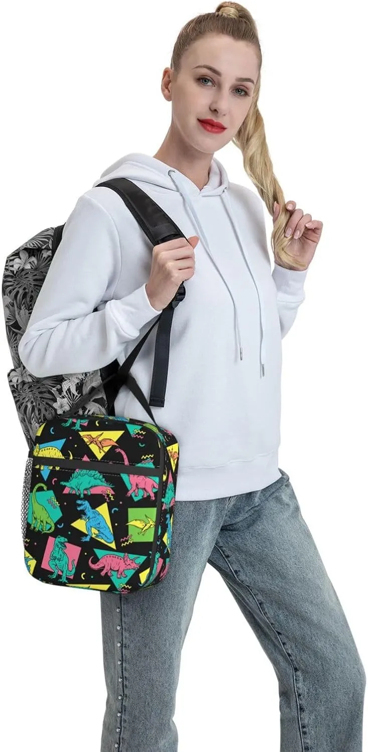 Cartoon Dinosaurs Lunch Bag Lunch Box Insulated Meal Bag Food Container for School Work Picnic Travel