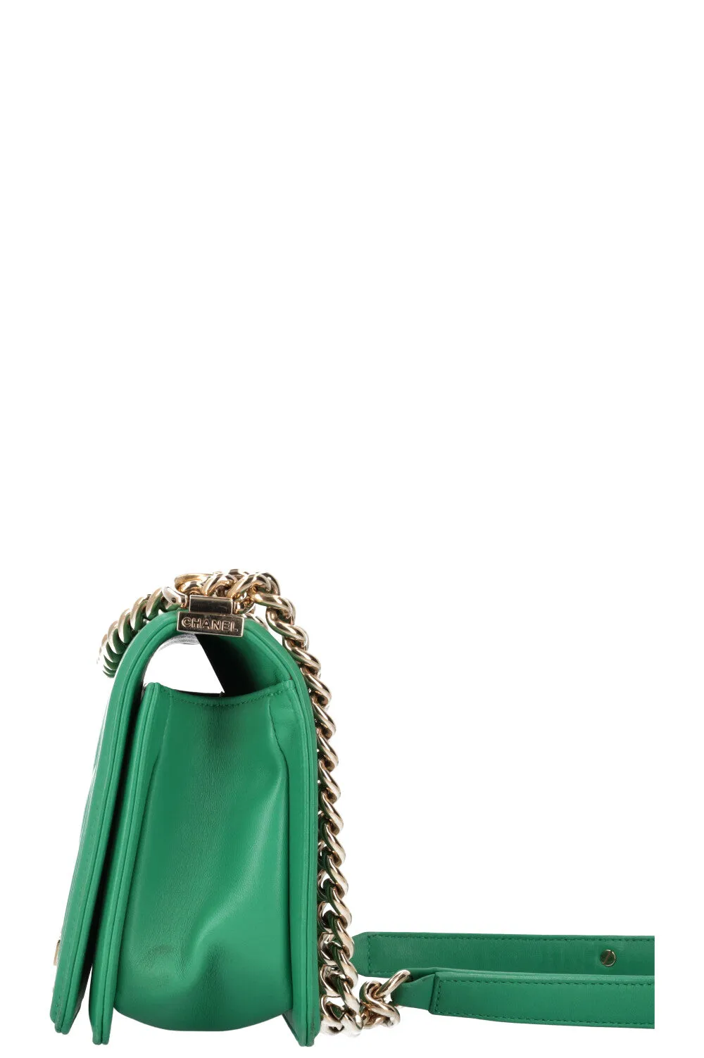 CHANEL Boy Bag Medium Chevron Green