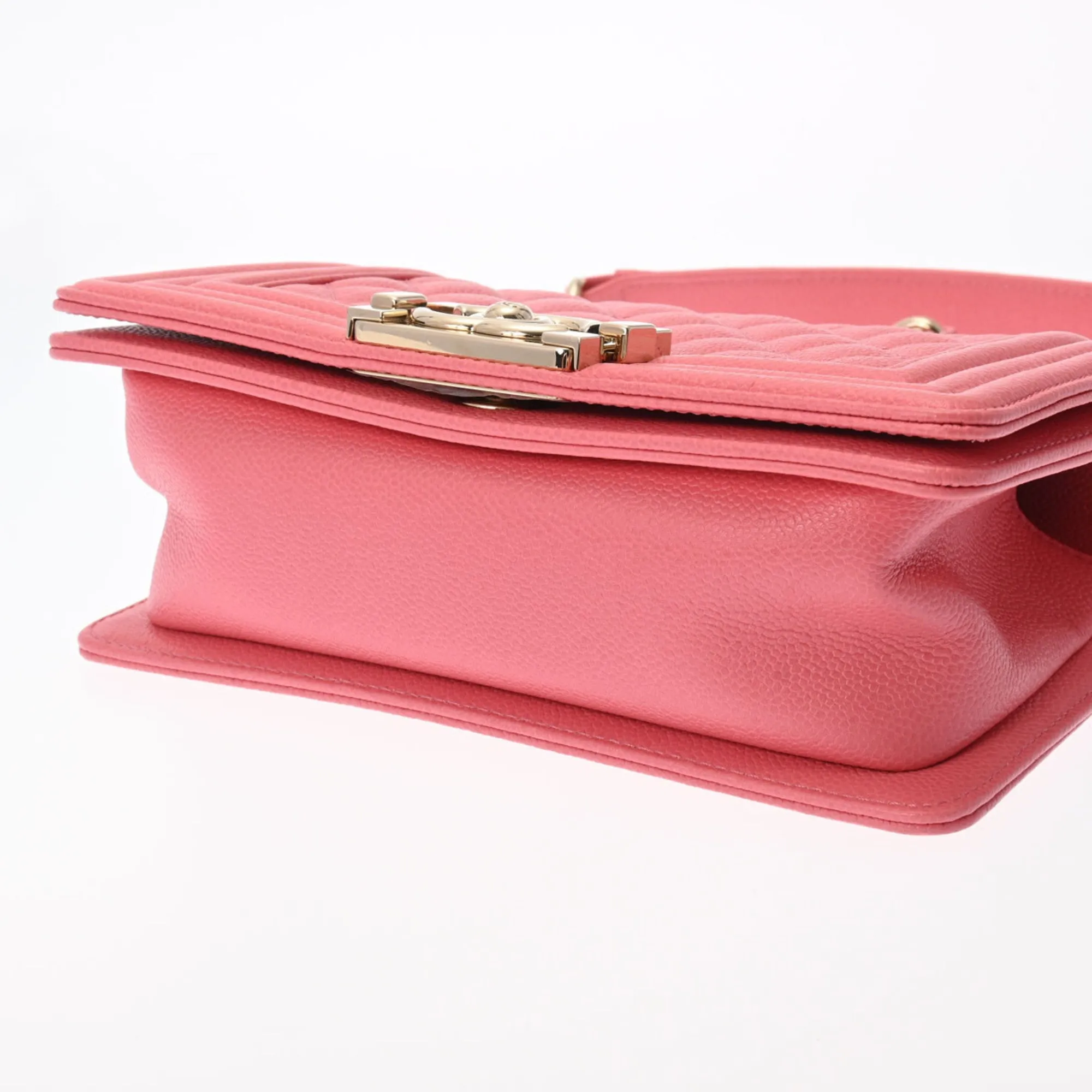 CHANEL Boy  Chain Shoulder Pink A67085 Women's Caviar Skin Bag