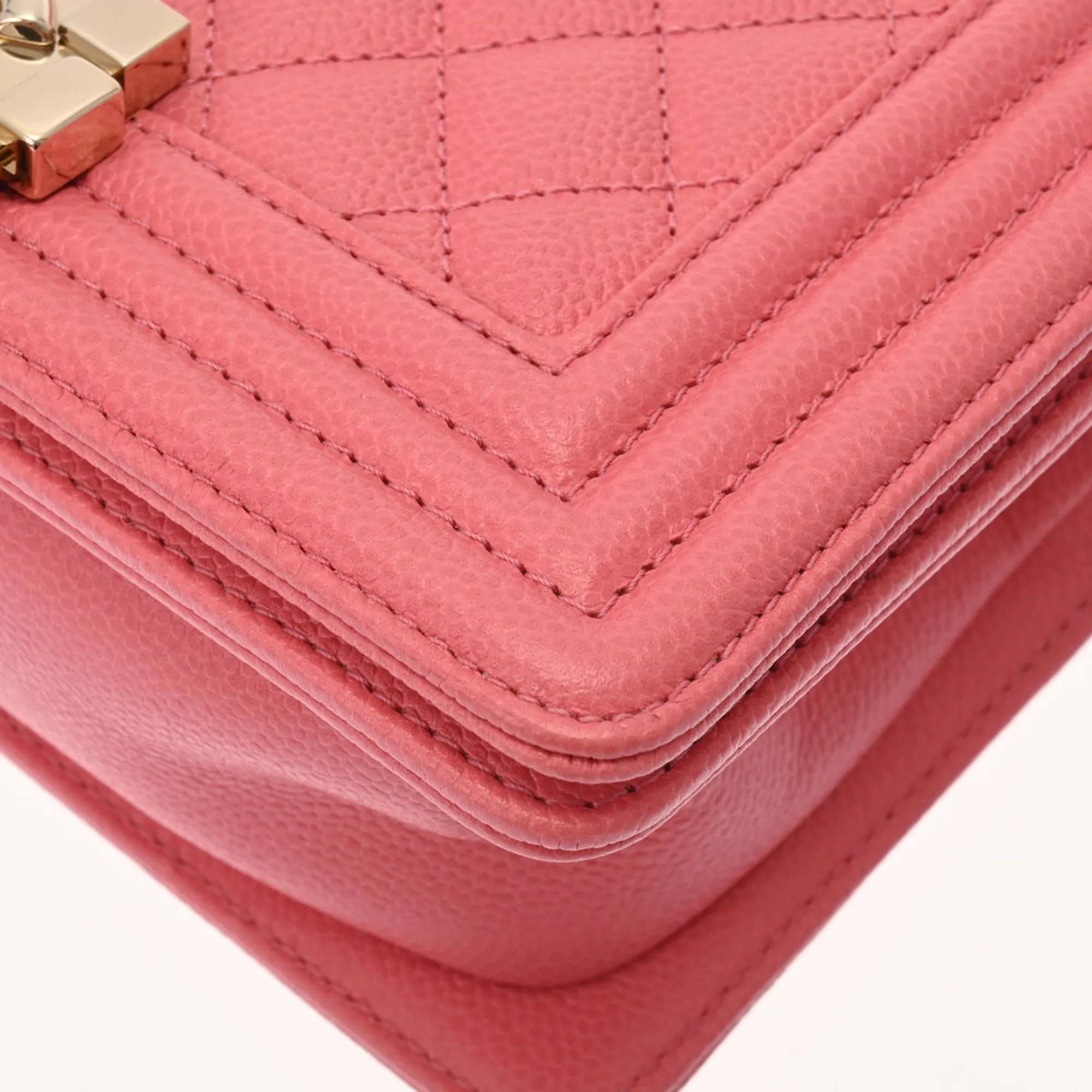 CHANEL Boy  Chain Shoulder Pink A67085 Women's Caviar Skin Bag