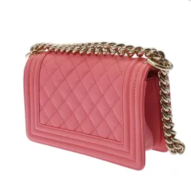 CHANEL Boy  Chain Shoulder Pink A67085 Women's Caviar Skin Bag