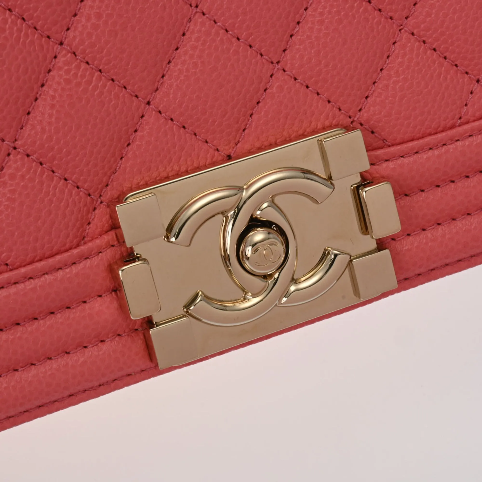 CHANEL Boy  Chain Shoulder Pink A67085 Women's Caviar Skin Bag
