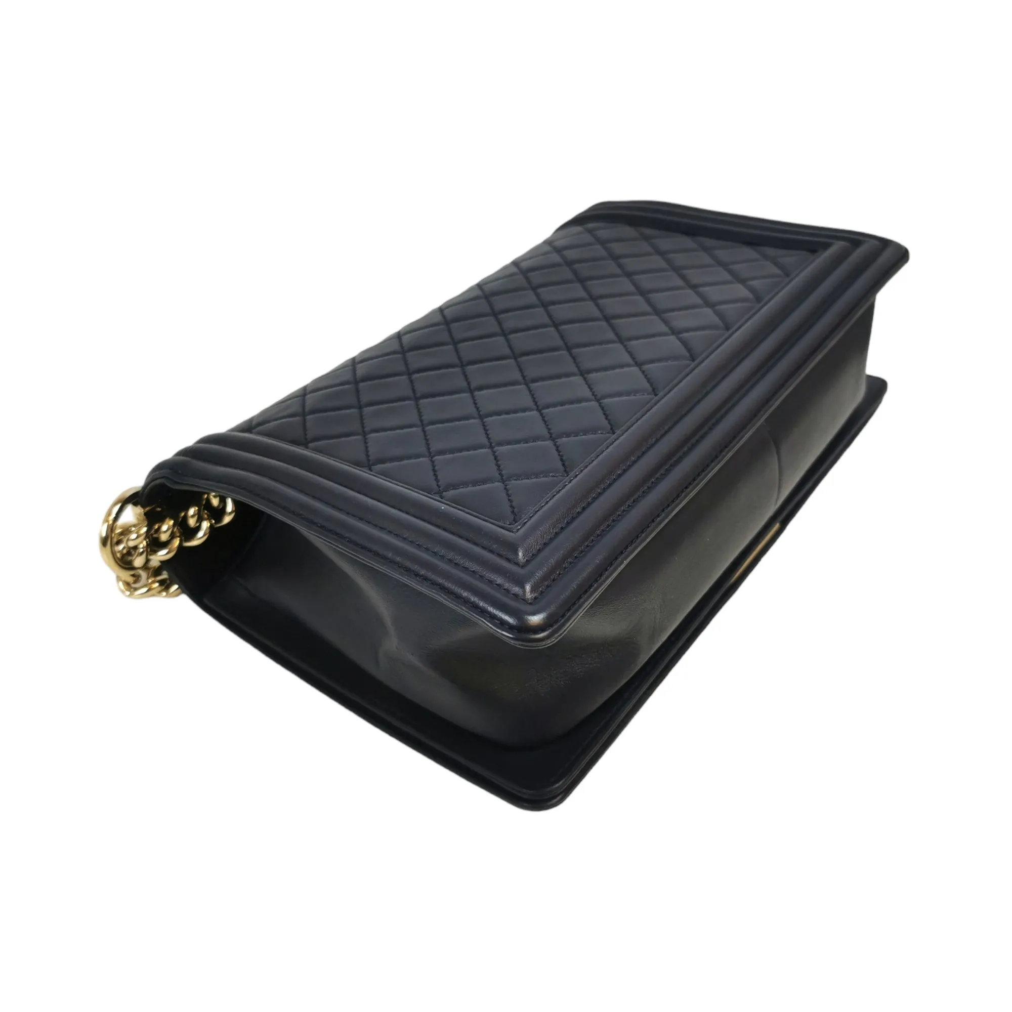 Chanel Boy Large Navy Blue Lambskin Gold