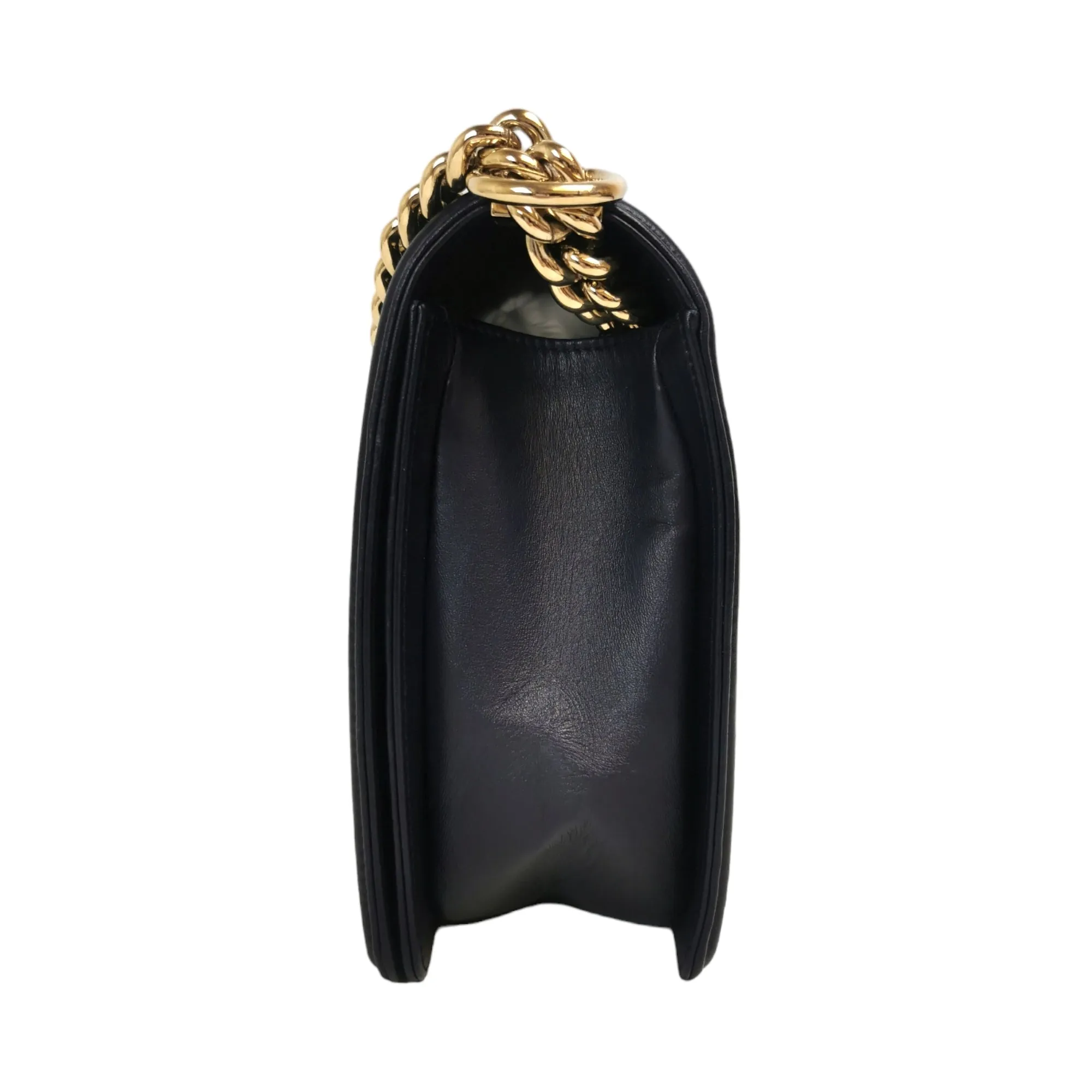 Chanel Boy Large Navy Blue Lambskin Gold