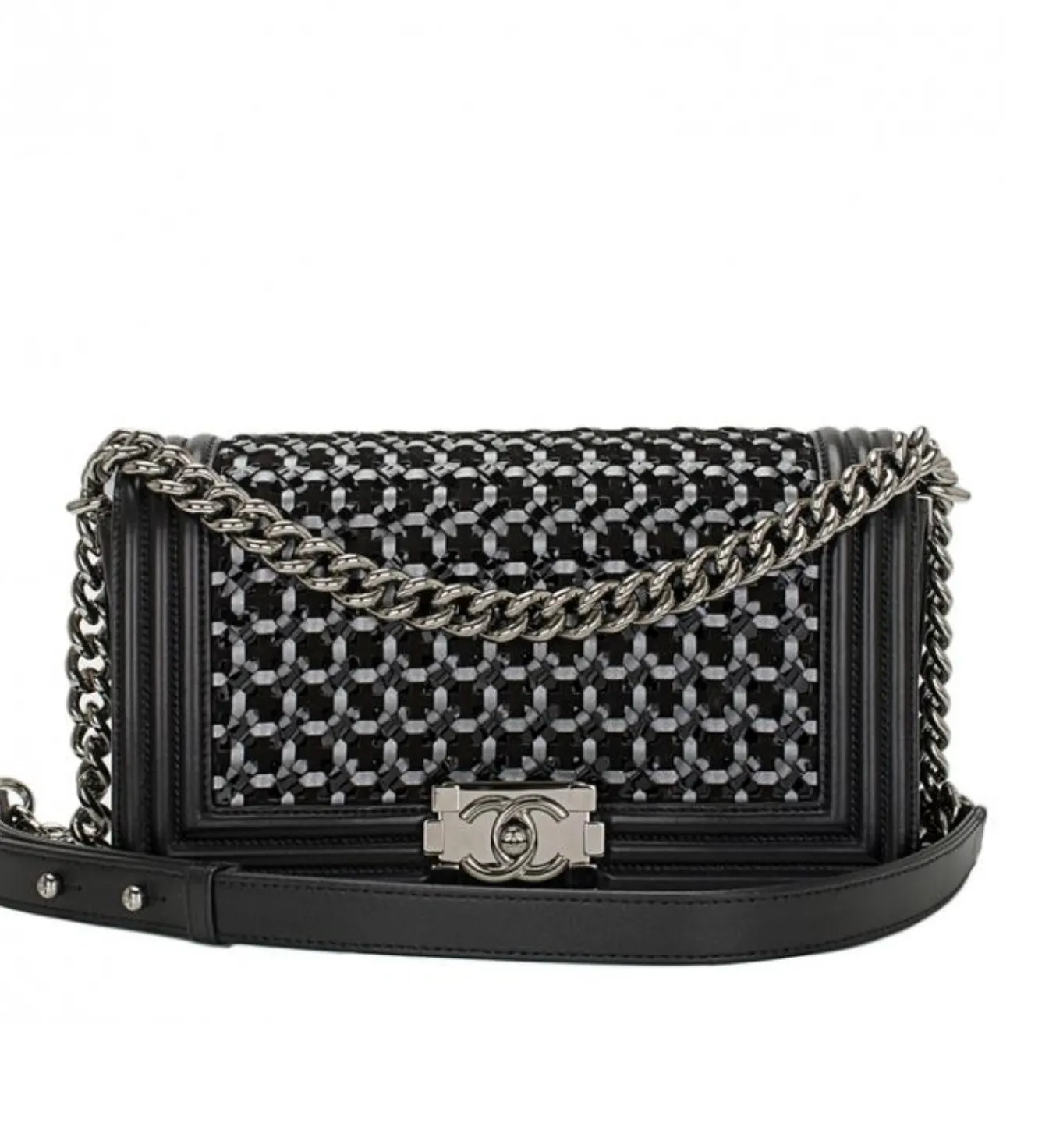 CHANEL BRAIDED BOY LAMBSKIN FLAP BAG