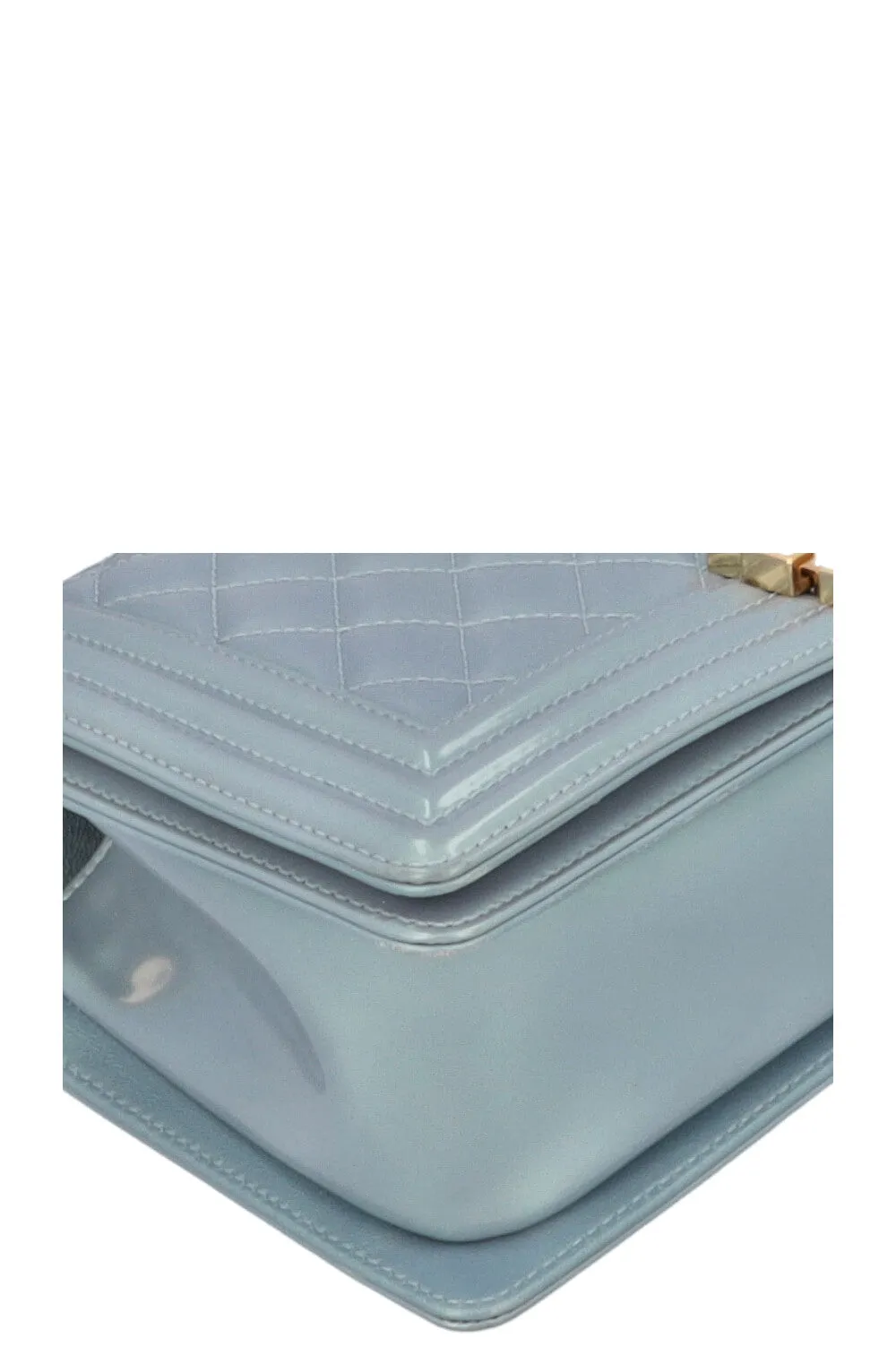CHANEL Medium Boy Bag Iridescent Patent Blue