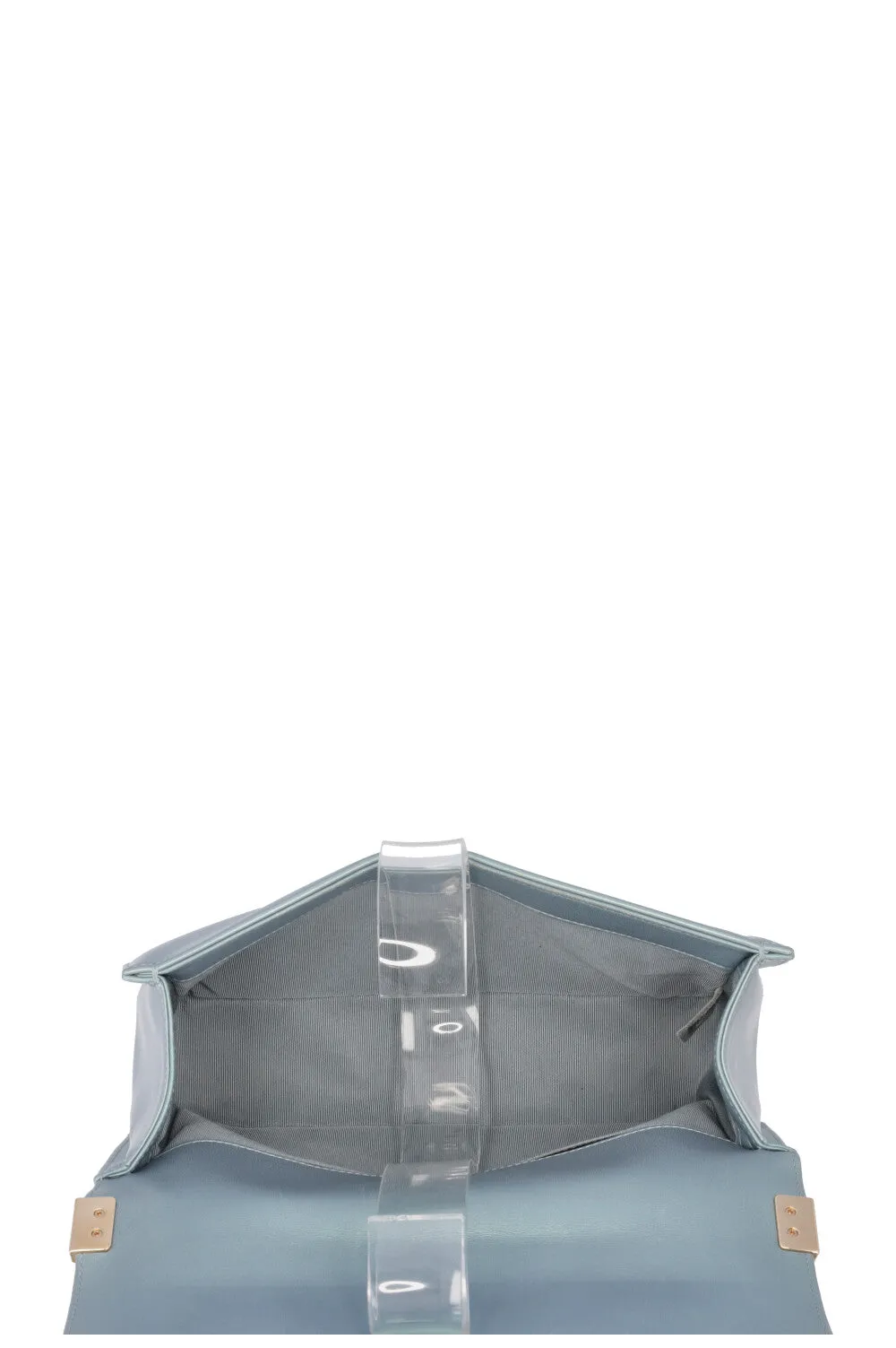 CHANEL Medium Boy Bag Iridescent Patent Blue
