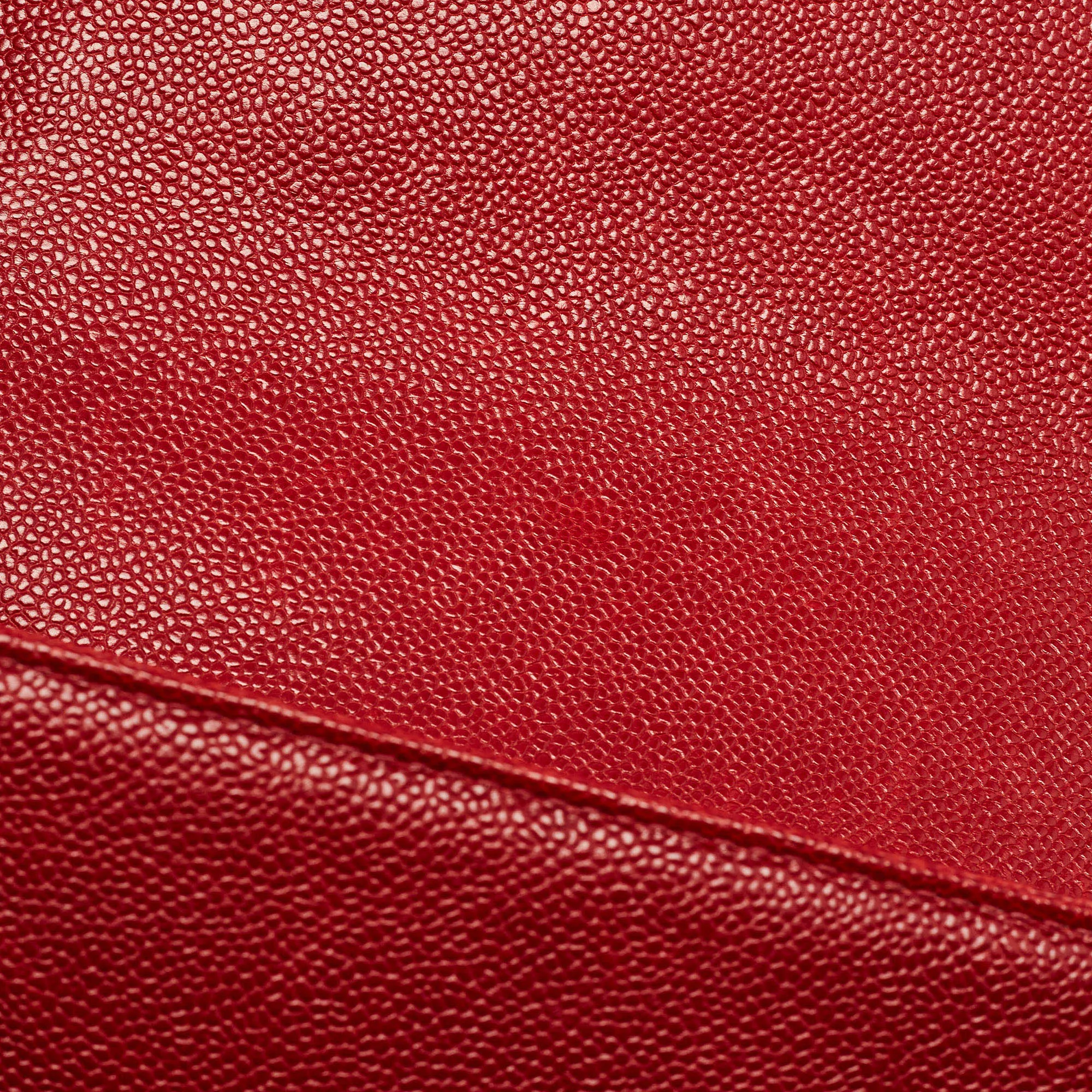 CHANEL Red Quilted Caviar Leather New Medium Boy Bag