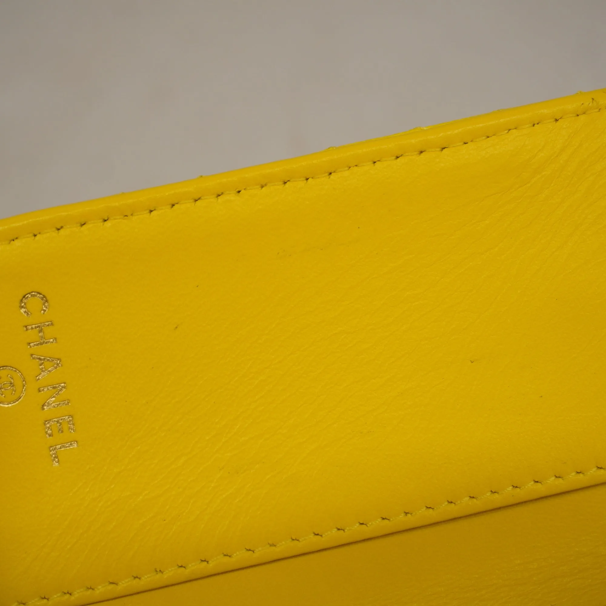 CHANELAuth  Boy  Tri-fold Wallet Boy  V Stitch Gold Hardware Women's
