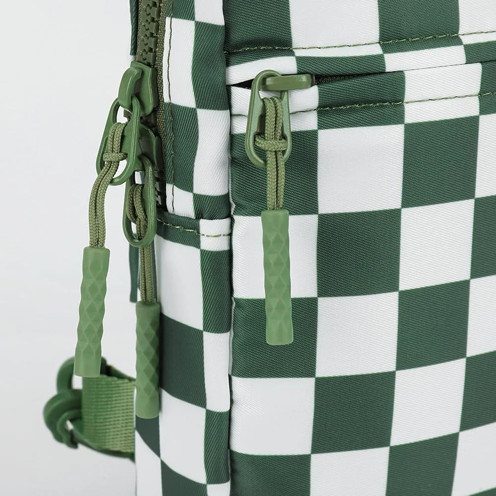 Checkered Sling Bag for Women, Checkered Crossbody Bags Small Chest Bag Trendy Waist Bag Fanny Packs for Men and Women (BEAN GREEN)