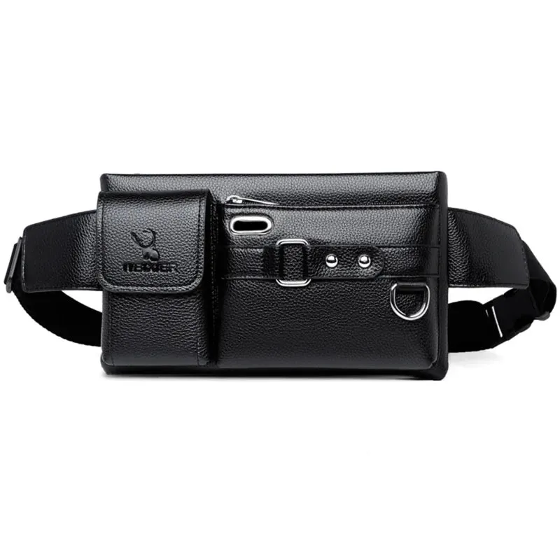 Classic Brown PU Leather Men's Chest Bag