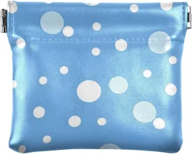 Coin Purse for Women Blue White Bubbles Dots Coin Pouch Change Holder PU Leather Mini Wallet Portable Coin Bag Money Pocket