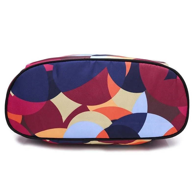 Colorful Print Nylon Oxford Anti Theft Travel Backpack Purse Handbag - 2 patterns