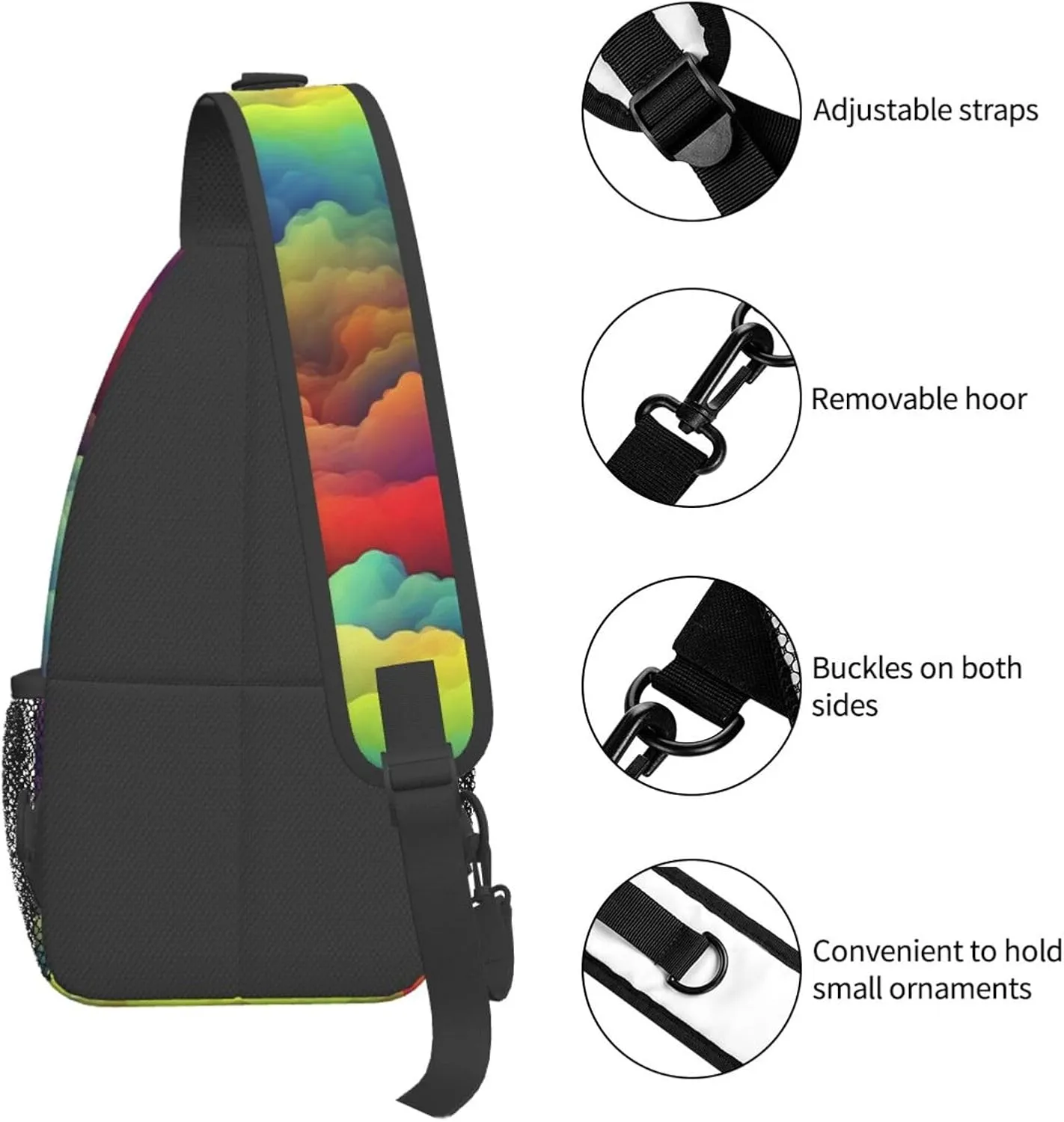 Cross Chest Bag Sling Backpack Red Flower and White Daisy Sling Bag Crossbody Shoulder Bag Travel Hiking Daypack