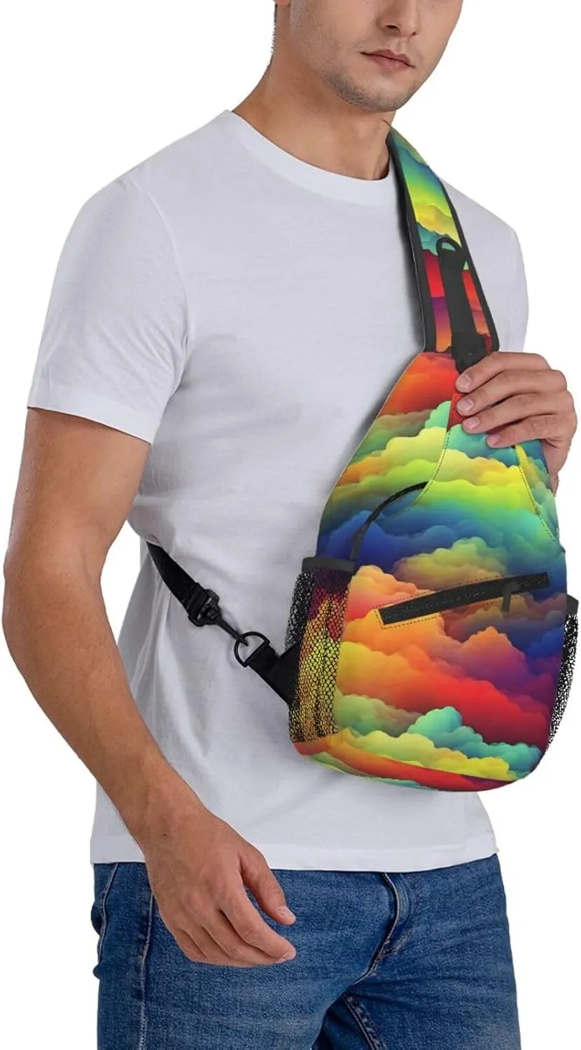 Cross Chest Bag Sling Backpack Red Flower and White Daisy Sling Bag Crossbody Shoulder Bag Travel Hiking Daypack
