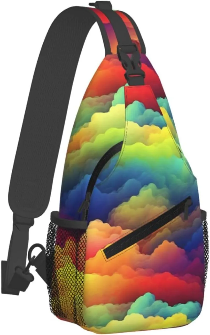 Cross Chest Bag Sling Backpack Red Flower and White Daisy Sling Bag Crossbody Shoulder Bag Travel Hiking Daypack