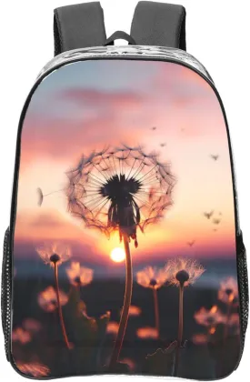 Dandelion in the Sunset Clear Backpack Heavy Duty PVC Transparent Backpacks Large See Through Bag for Work Travel