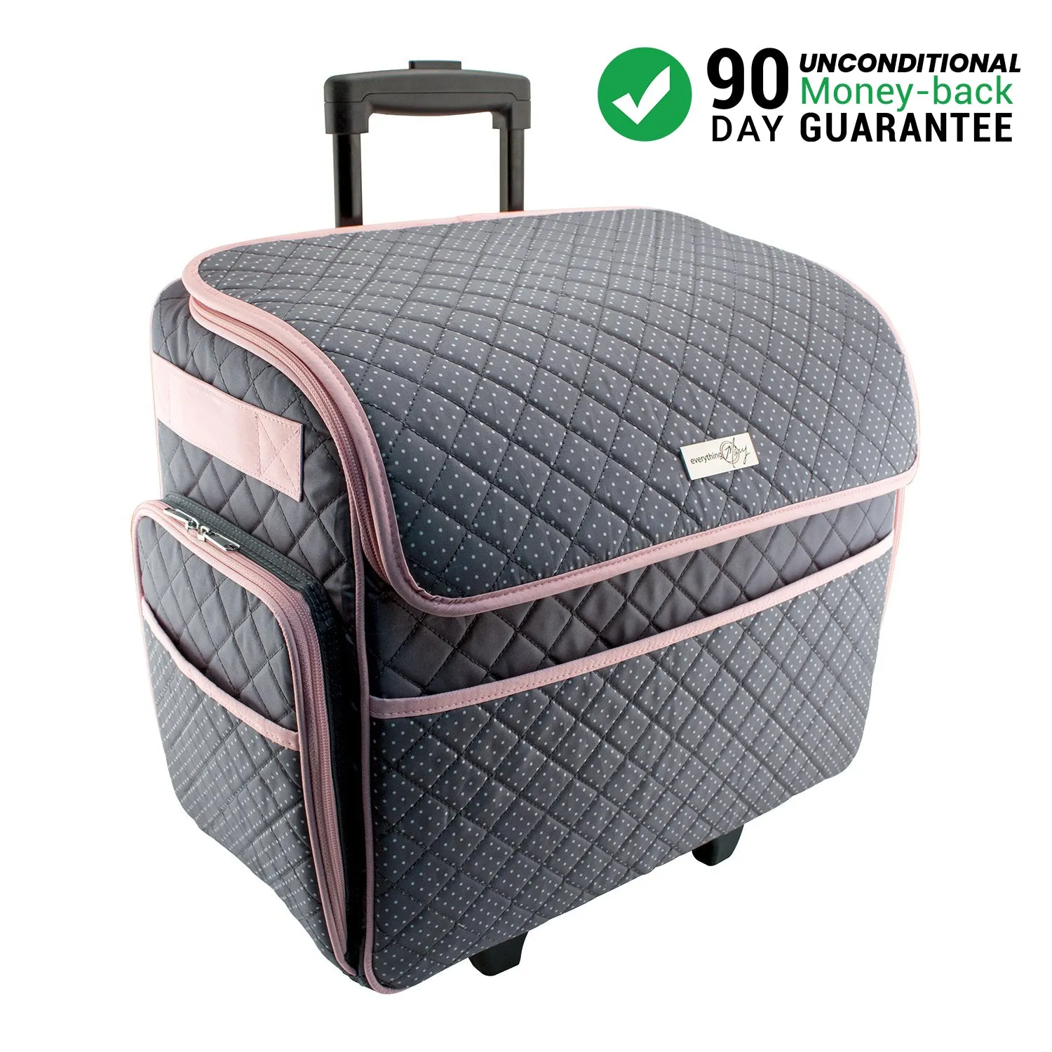 Deluxe Rolling Sewing Case, Pink & Grey