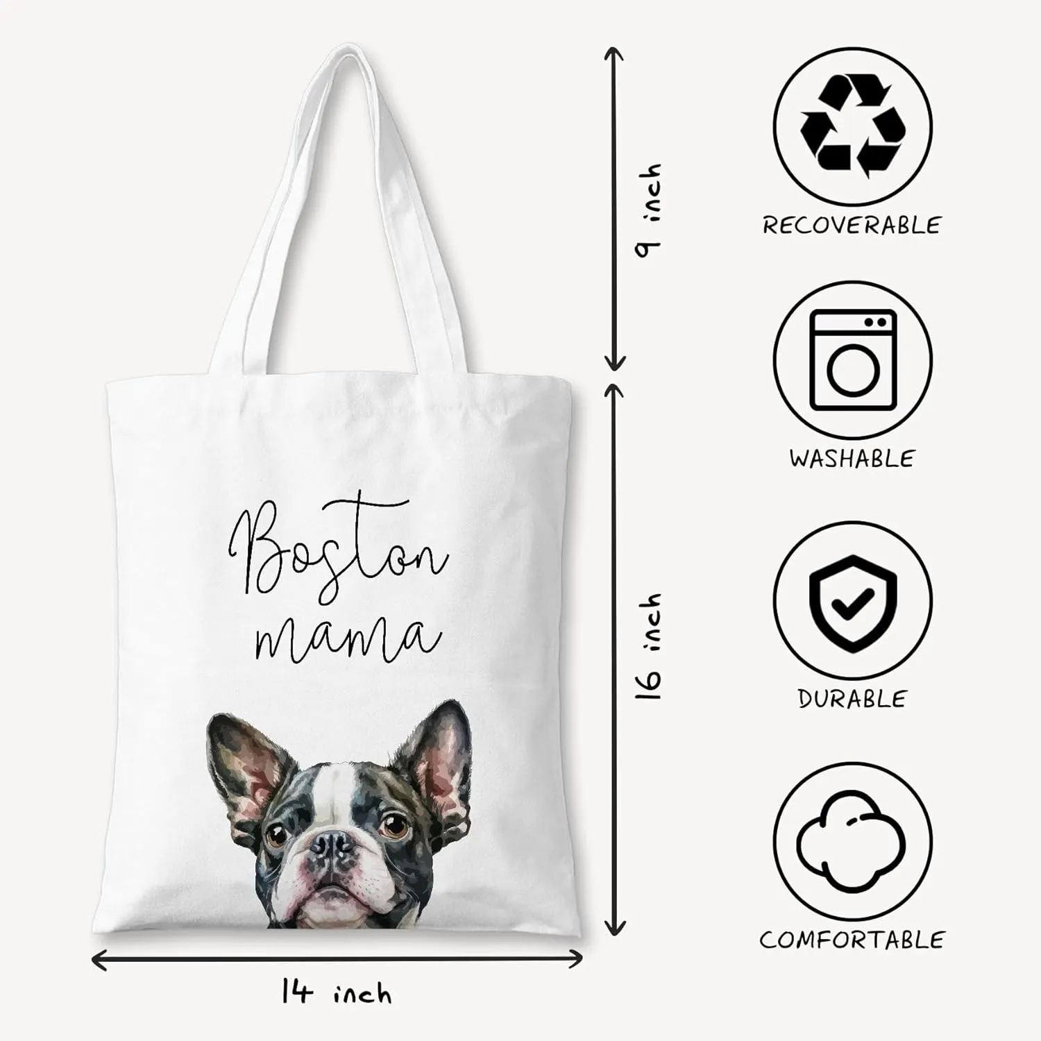 Dog Mama Canvas Tote Bag for Women, Dogs Lover Gift for Dog Mom, Birthday Christmas Cute Rottweiler Gifts For Women.