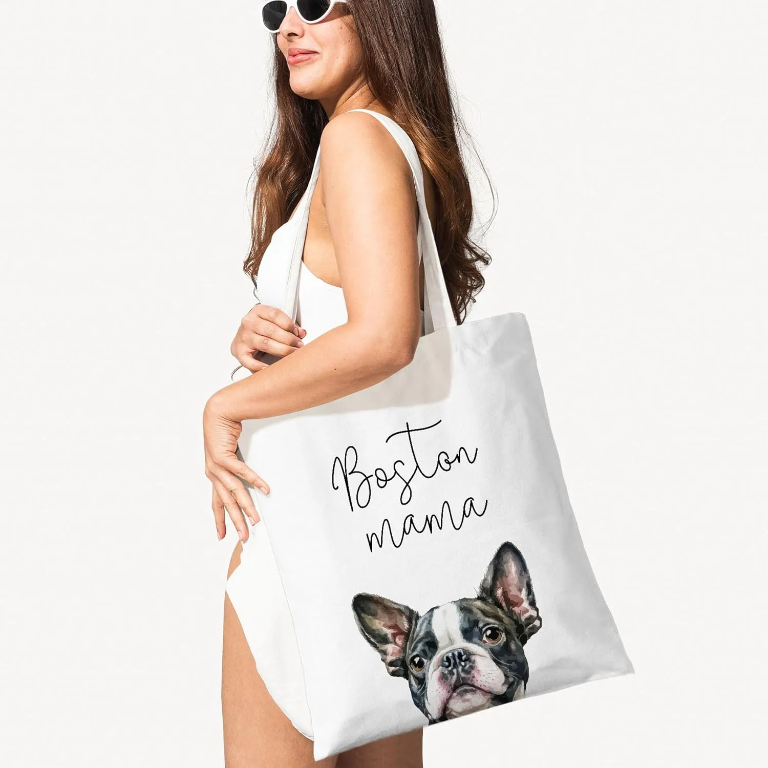 Dog Mama Canvas Tote Bag for Women, Dogs Lover Gift for Dog Mom, Birthday Christmas Cute Rottweiler Gifts For Women.