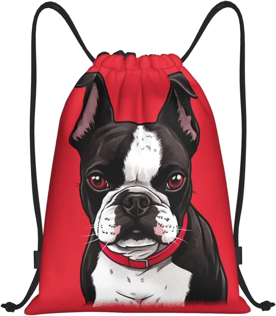 Drawstring Backpack Waterproof String Bag Boston Terrier Dog Red Sport Gym Sackpack Lightweight Cinch Bag