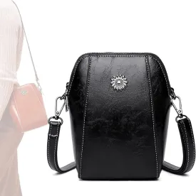 Elmyse Crossbody Bag Leather Retro All-Match Vertical Cellphone Bag