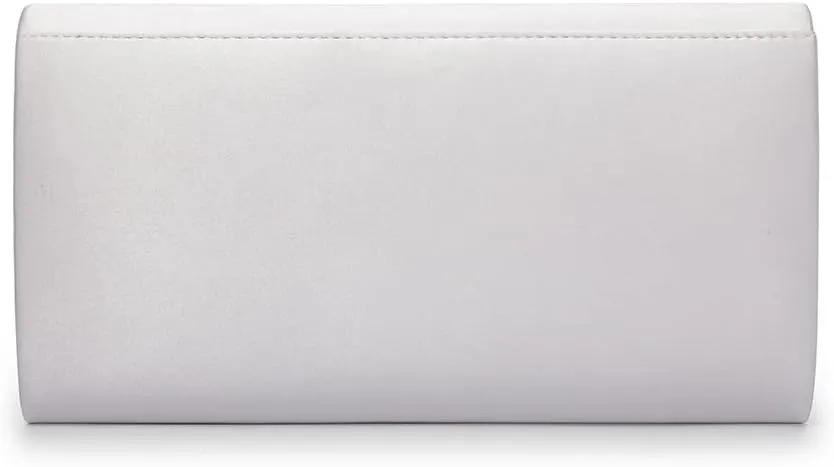 Evening Bags For Women Pleated Satin Rhinestone Brooch Prom Clutch Purse With Detachable Chain Strap