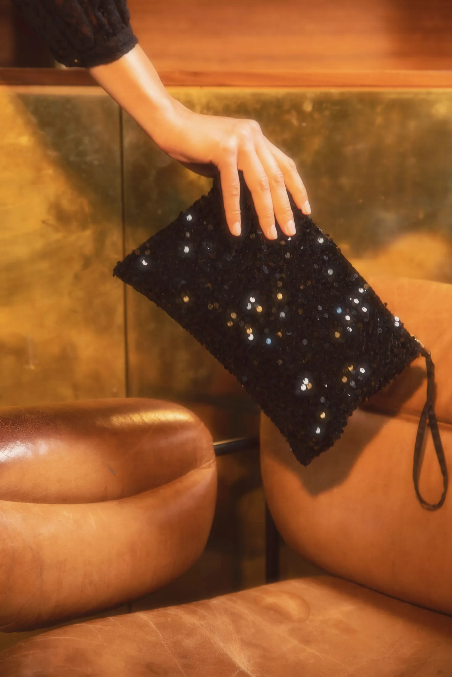 Evening Sequin Clutch - Black