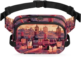 Fanny Pack for Men Women, Waterproof Sports Waist Bag Pack, Tasty Wine Belt Bag for Travel Hiking Running, Travel Chest Bag with Adjustable Strap, Wine