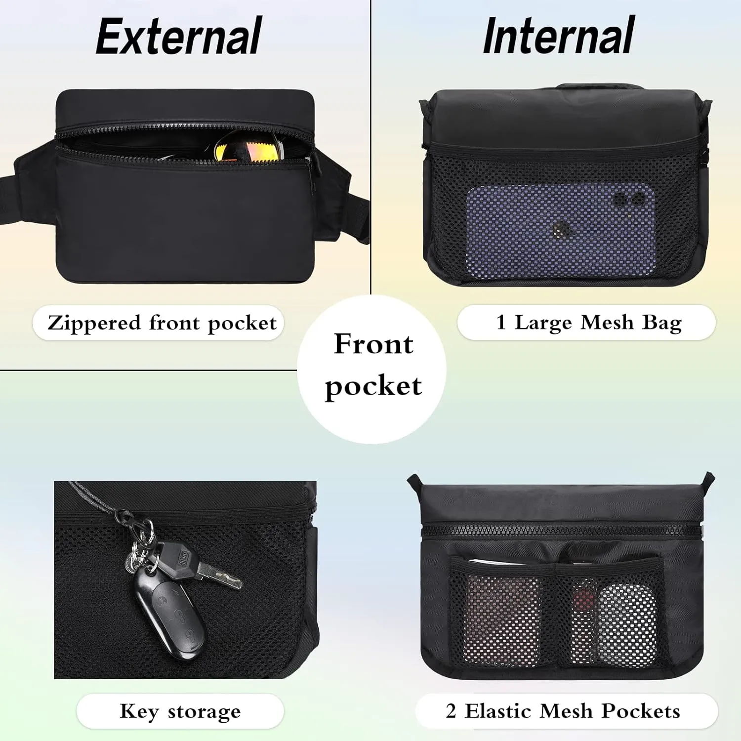 Fanny Packs for Women - Belt Bag for Women - Fanny Pack Crossbody Bags - Black Fanny Pack with Adjustable Strap, Fashion Cross Body Fanny Pack for Running