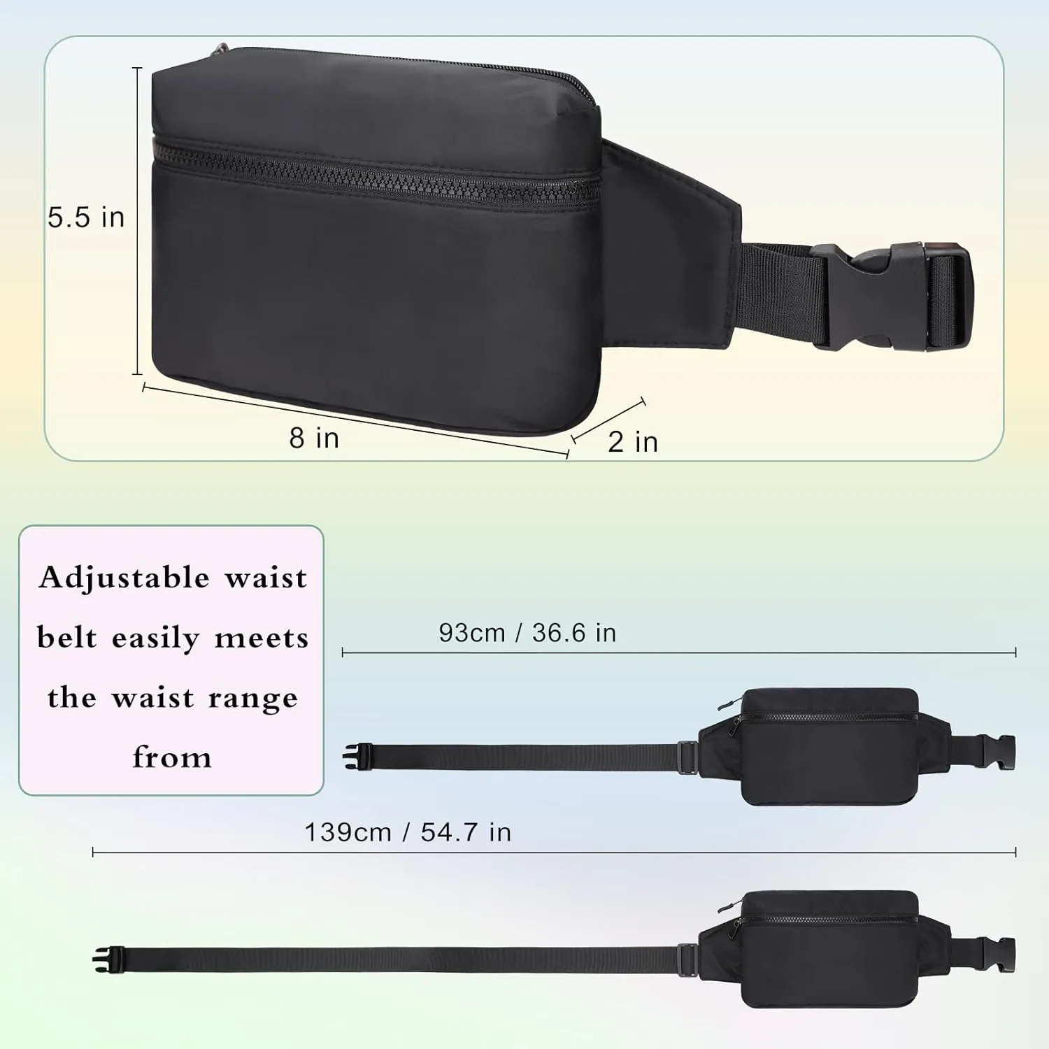 Fanny Packs for Women - Belt Bag for Women - Fanny Pack Crossbody Bags - Black Fanny Pack with Adjustable Strap, Fashion Cross Body Fanny Pack for Running
