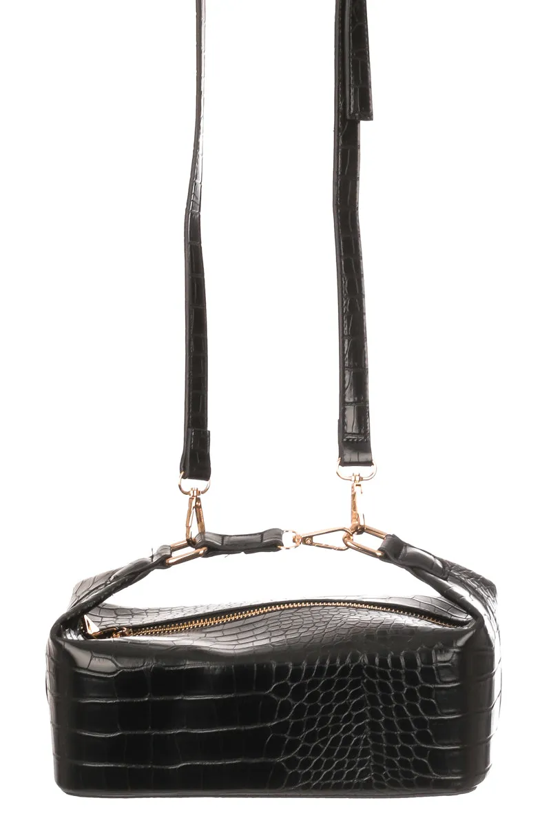 Faux Alligator Skin Rectangle Box Bag