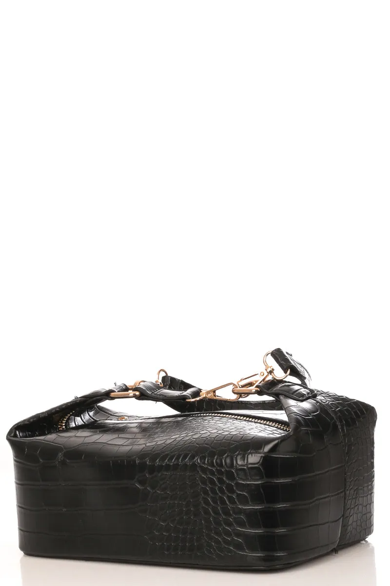 Faux Alligator Skin Rectangle Box Bag