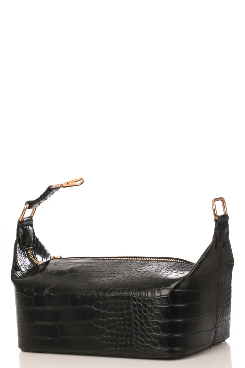 Faux Alligator Skin Rectangle Box Bag