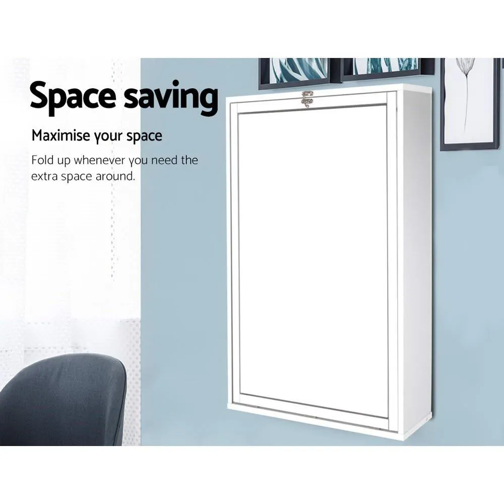Foldable Desk with Bookshelf - White