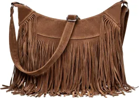 Fringe Hobo Bags for Women Vintage Suede Crossbody Bag Hippie Western Cowgirl Purses Tassel Shoulder Bag