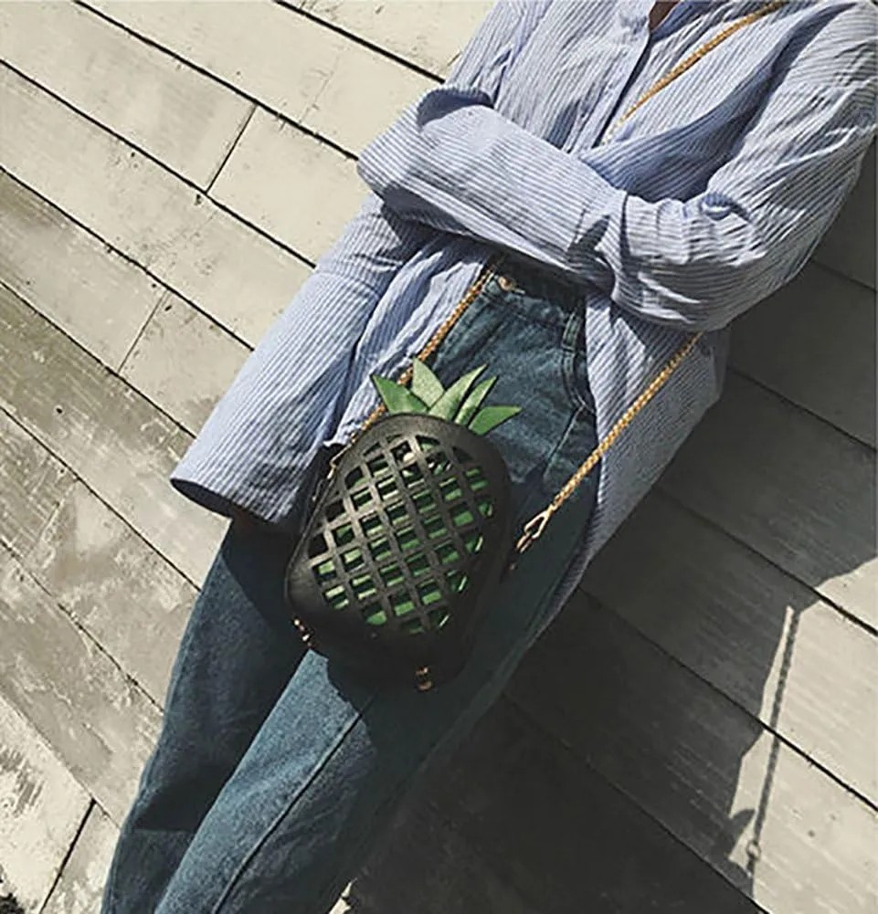 Fruit Shape Handbag PU Crossbody Metal Chain Shoulder Bag Adjustable Strap Clutch Jelly Purse