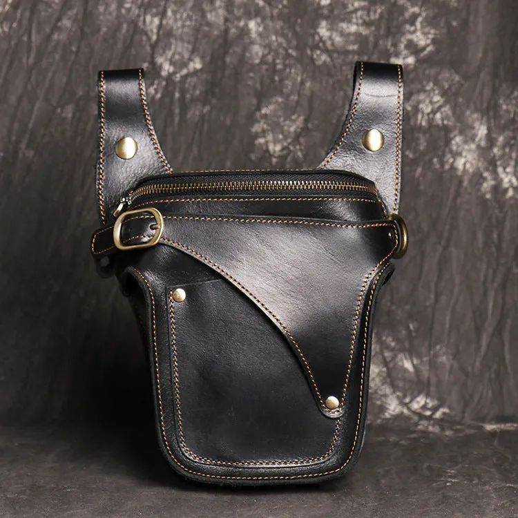 Full Grain Leather Waist Bag Casual Waist Pack Vintage Leather Fanny Pack