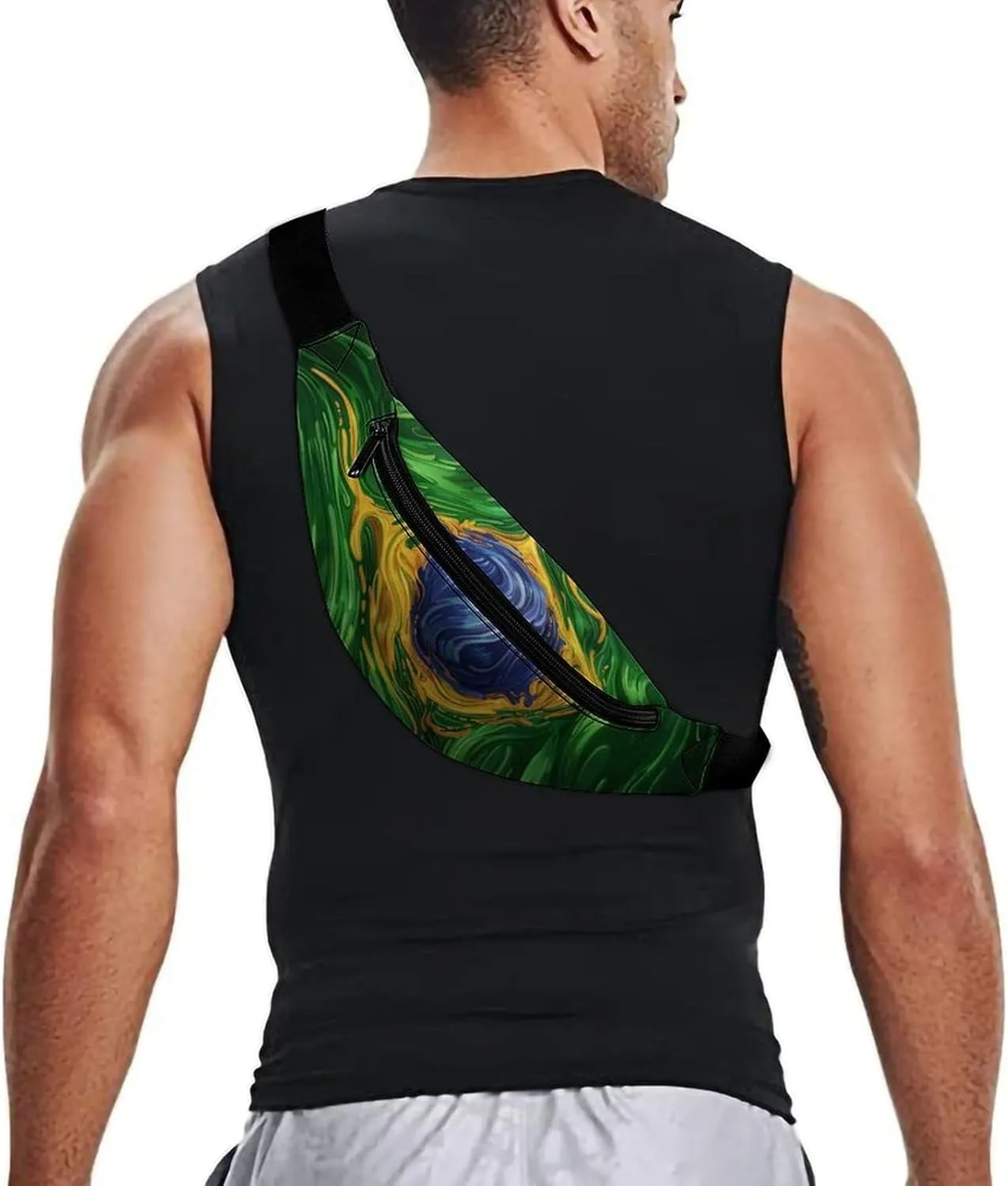 Green Brazil Flag Psychedelic Fashionable And Exquisite Waist Bag with Large Capacity