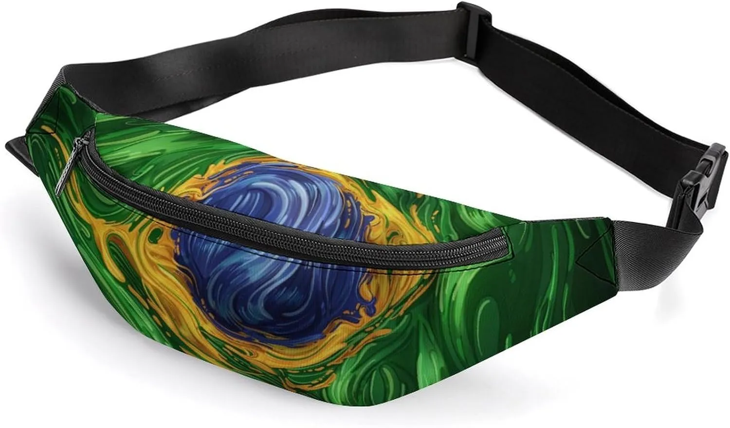 Green Brazil Flag Psychedelic Fashionable And Exquisite Waist Bag with Large Capacity