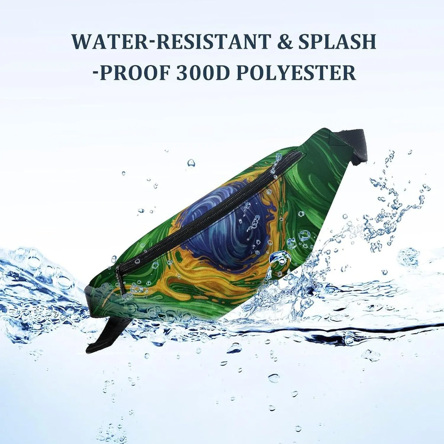 Green Brazil Flag Psychedelic Fashionable And Exquisite Waist Bag with Large Capacity